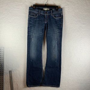 Buckle BKE Stella Jeans Womens 29R Blue Stretch Distressed Low-Rise Bootcut 7367